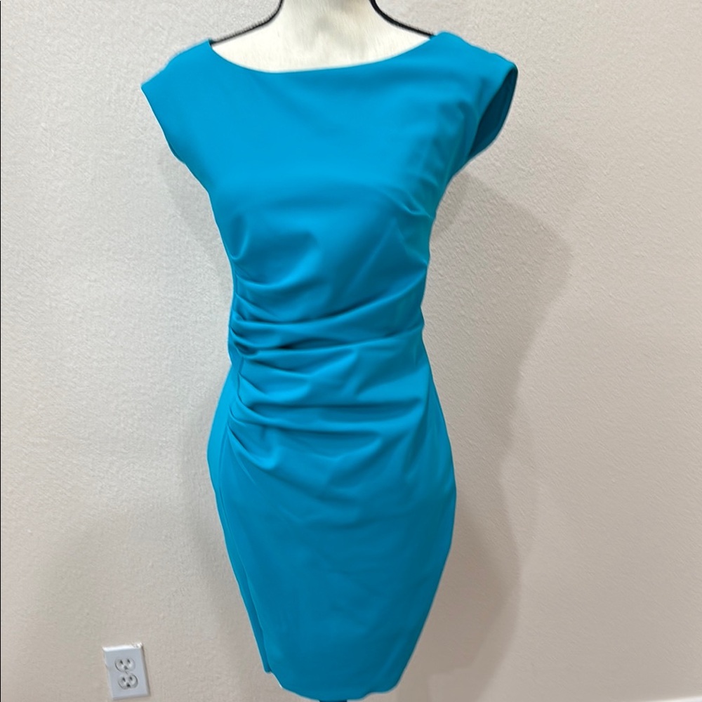 Chiara Boni Blue Ruched Cocktail Mini Dress